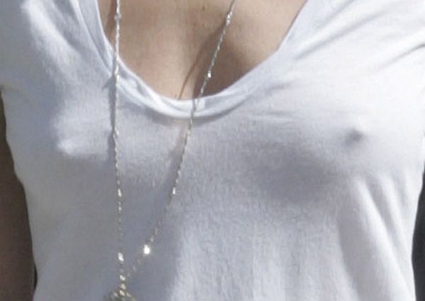 Kate Moss Hard Nipples White Shirt