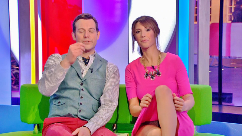 Alex Jones Pink Poke a Dot Pantie Upskirt