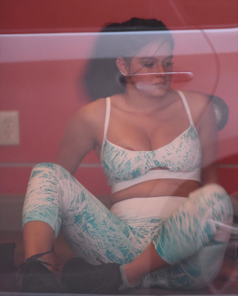 Ariel Winter Areola Peek While Working Out