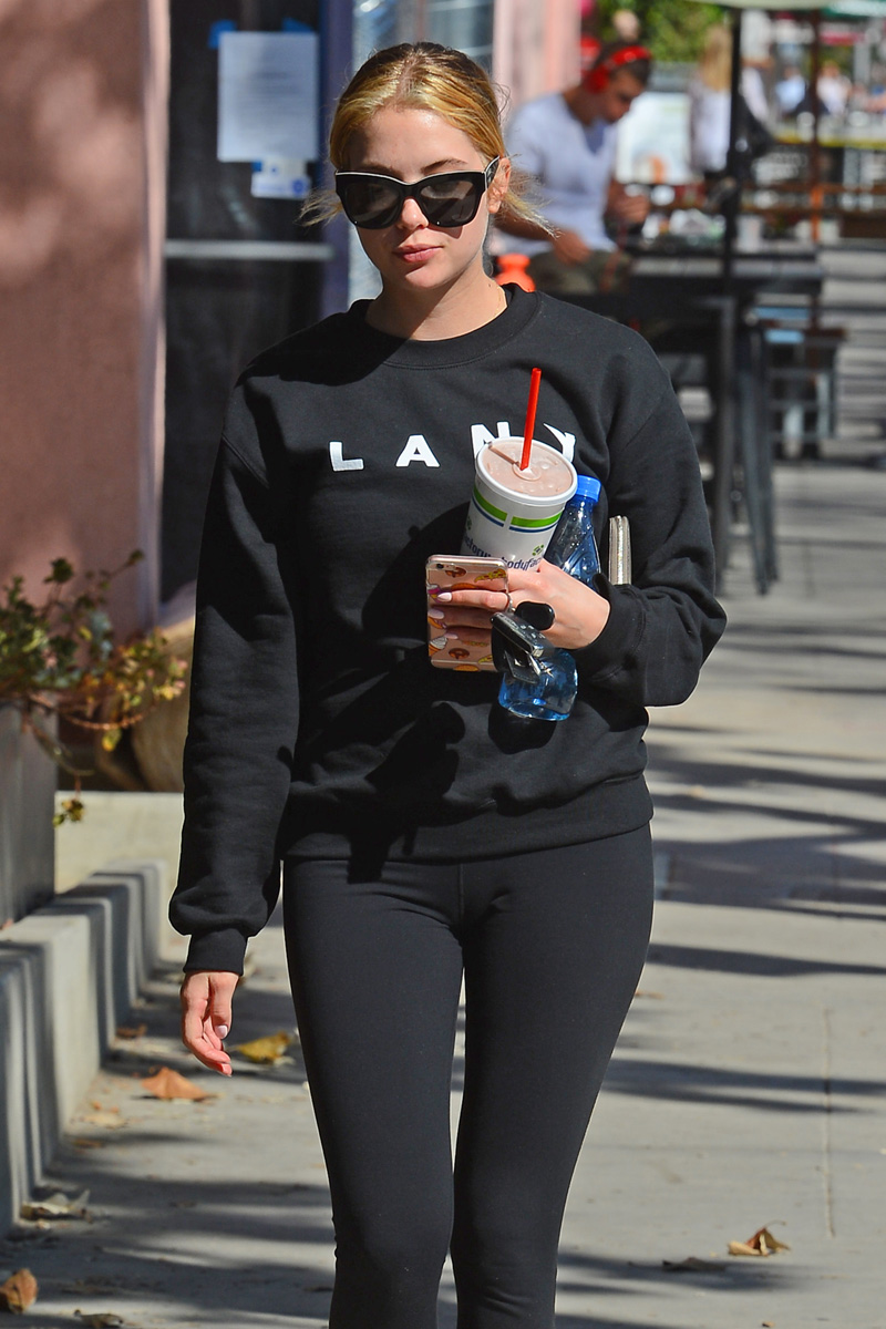 Ashley Benson Cameltoe Returning from her Workout