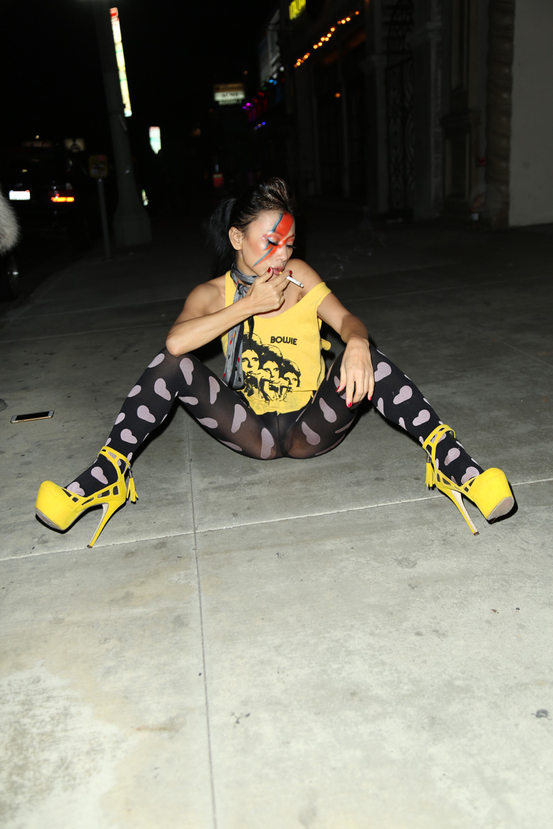 Bai Ling Pussy Lips in Black Pantyhose