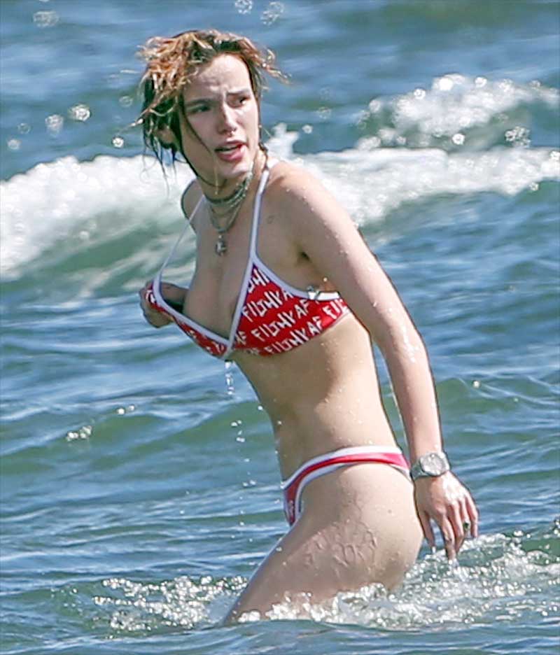 Bella Thorne Boobs Pop Out of a Bikini
