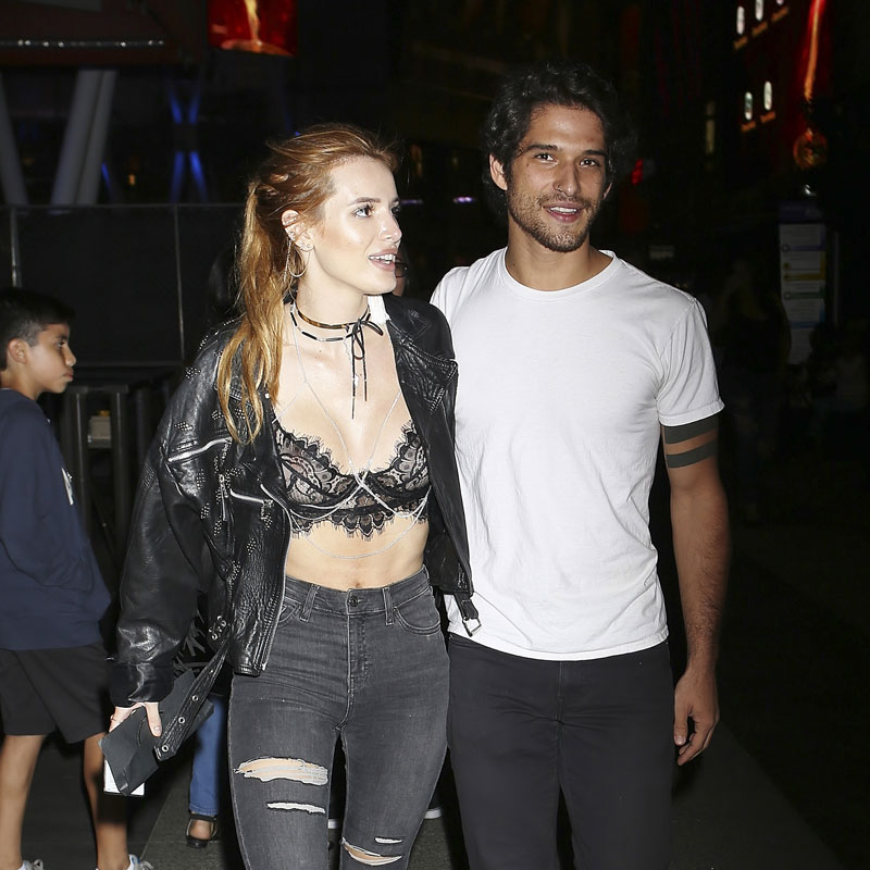 Bella Thorne in Slightly See Through Black Bra