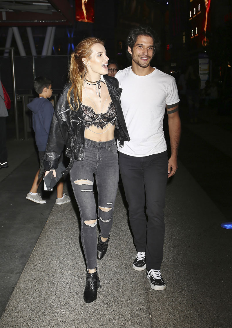 Bella Thorne in Slightly See Through Black Bra
