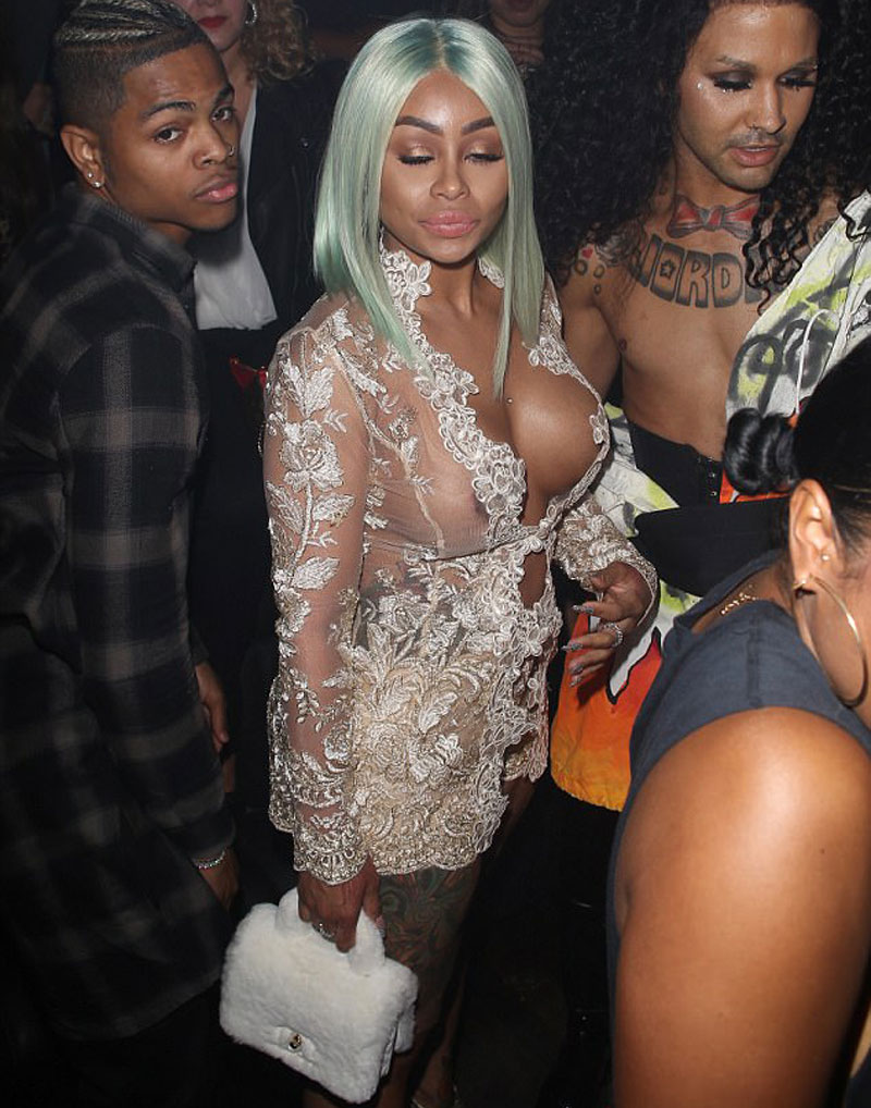 Blac Chyna Nipples in White Lace