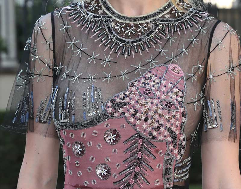 Brie Larson Nipple Slip Peek in See Through Lace Dress