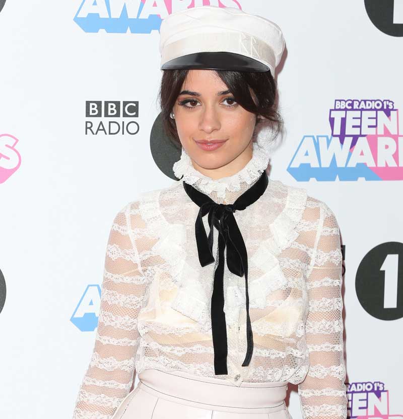 Camilla Cabello Areola Peek in Lacy See Through Top