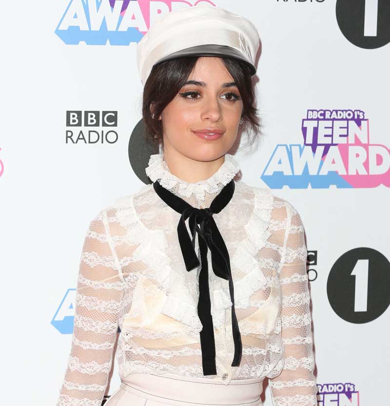 Camilla Cabello Areola Peek in Lacy See Through Top