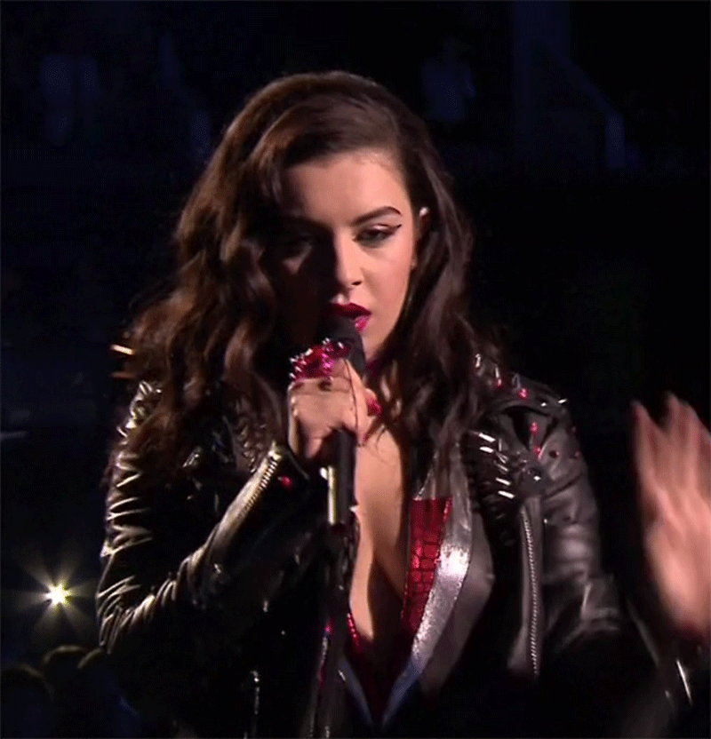 Charli XCX Braless Pokies on Stage