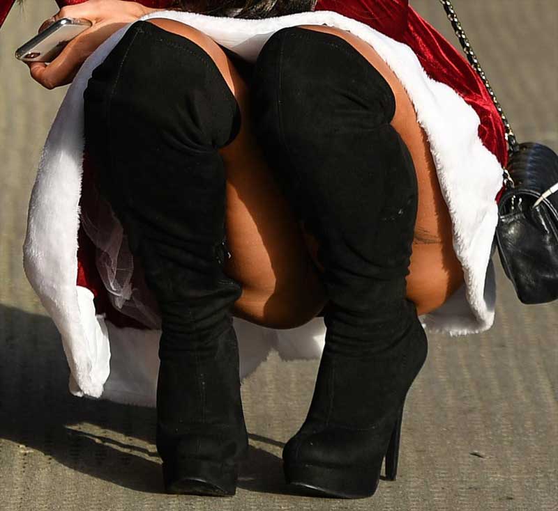 Chloe Khan Upskirt in Mrs.Claus Outfit