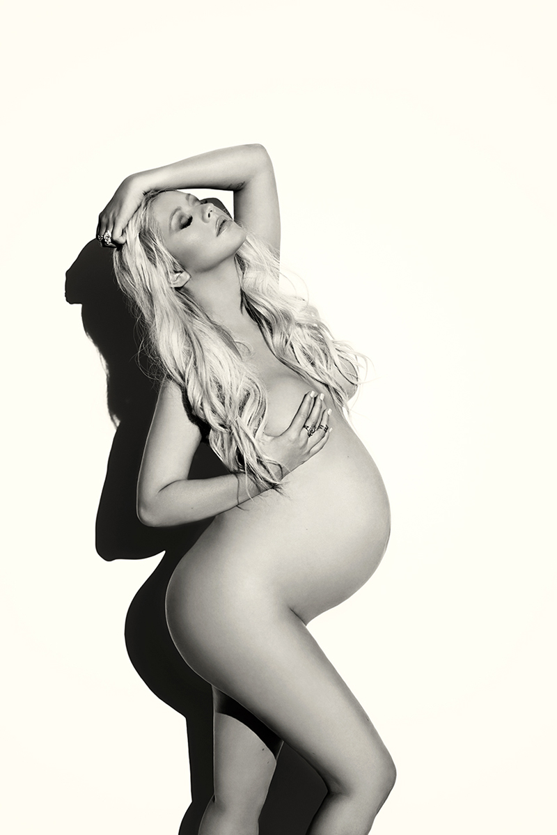 Christina Aguilera Naked and Pregnant in See Through Dress