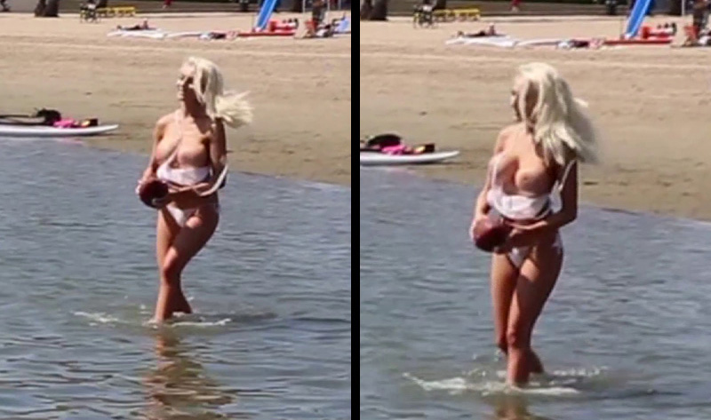 Courtney Stodden Caught Topless at the Beach