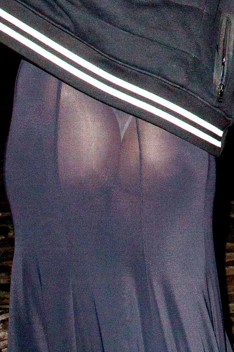 Daisy Lowe White Thong in See Through Skirt