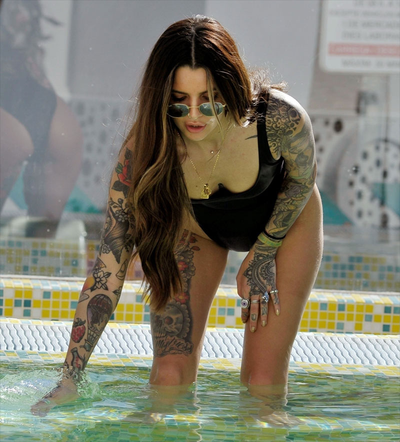 Darylle Sargeant Wet Pokies in a Bathing Suit