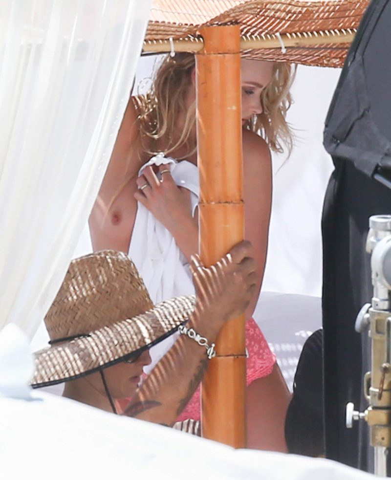 Elsa Hosk Caught Topless Changing on Photoshoot