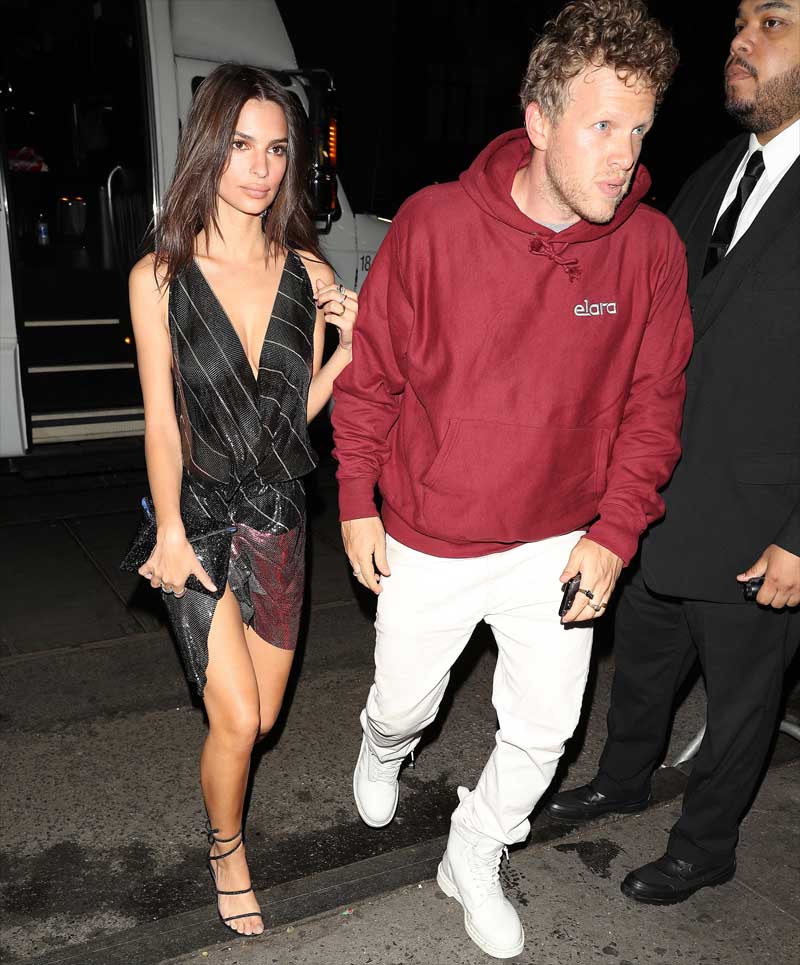 Emily Ratajkowski Braless in Slightly See Through Dress