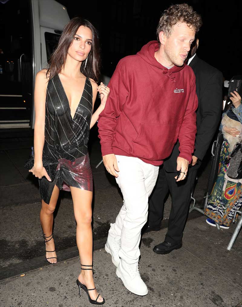 Emily Ratajkowski Braless in Slightly See Through Dress