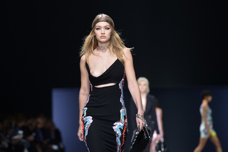 Gigi Hadid Boob Pops Out of her Dress on the Runway