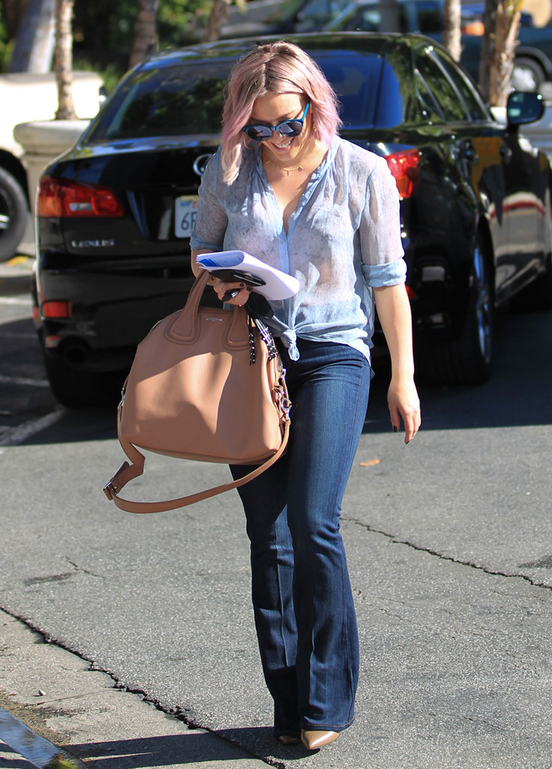 Hilary Duff Nipples in See Through Blouse