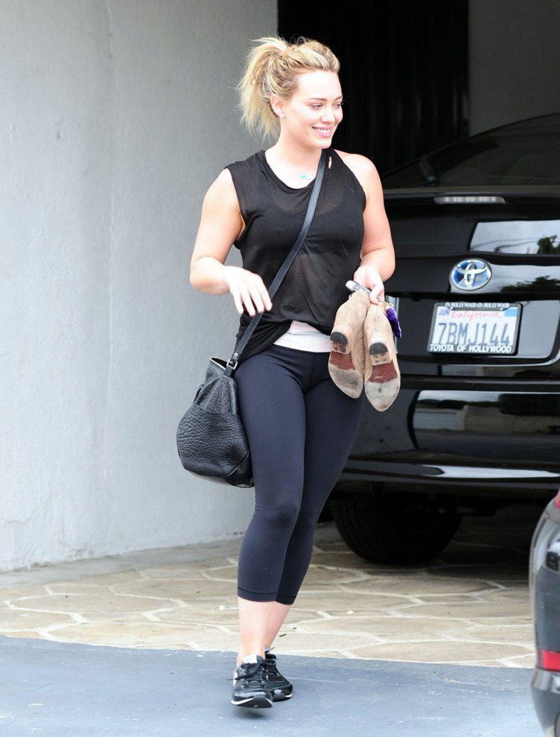 Hilary Duff Hard Nips at her Workout Facility
