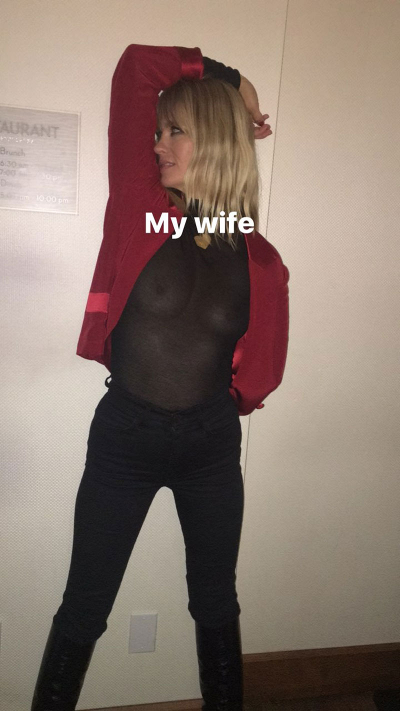 January Jones No Bra in See Through Black Turtle Neck