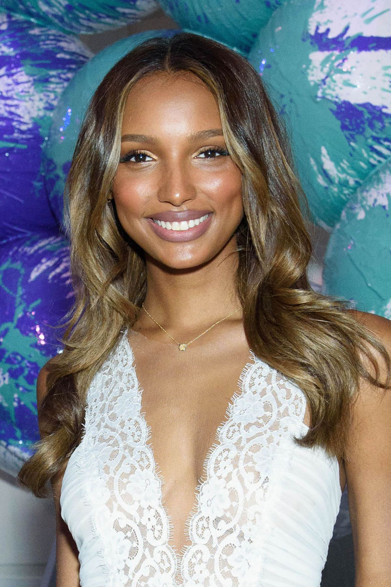 Jasmine Tookes Areola Peek Through White Lace Dress