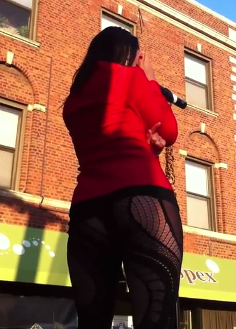 JoJo Ass Show in See-Thru Stockings on Stage