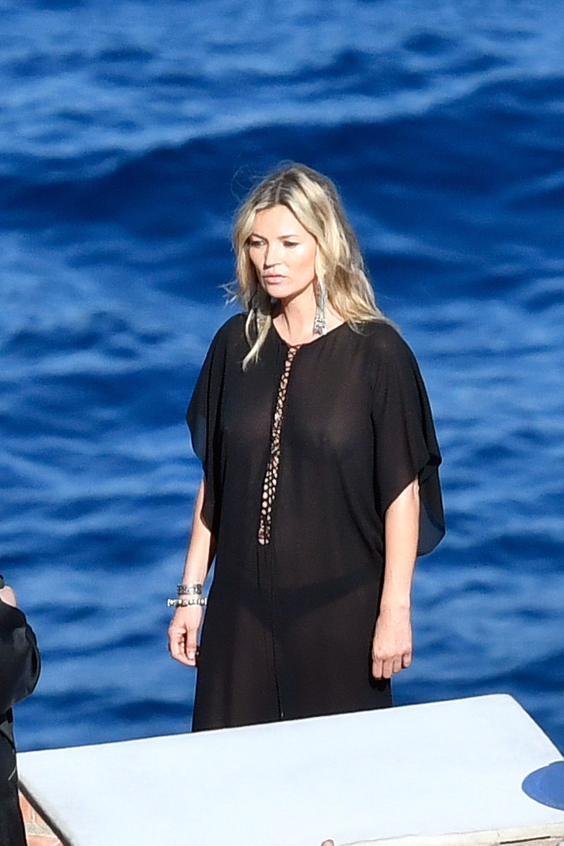 Kate Moss Braless in Black See Through Top