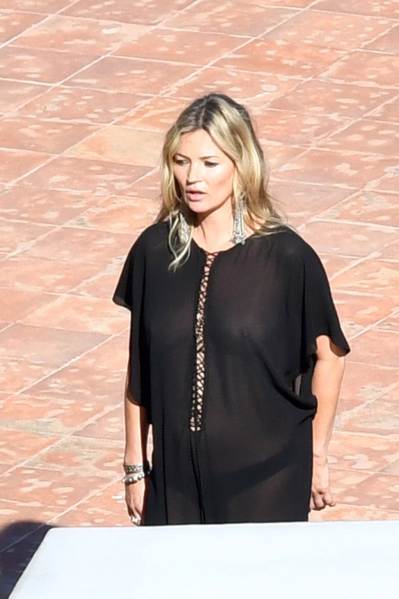 Kate Moss Braless in Black See Through Top