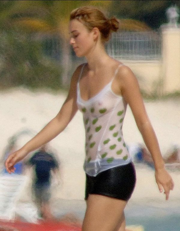 Keira Knightly Wet See Through Tee Shirt