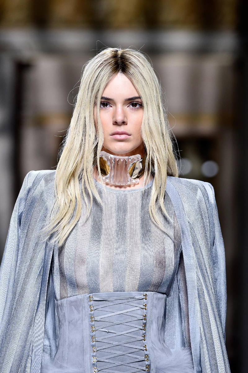 Kendall Jenner in See Through Dress on the Catwalk