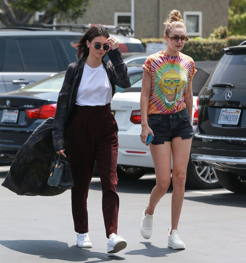 Kendall Jenner Braless Pokies with Gigi Hadid