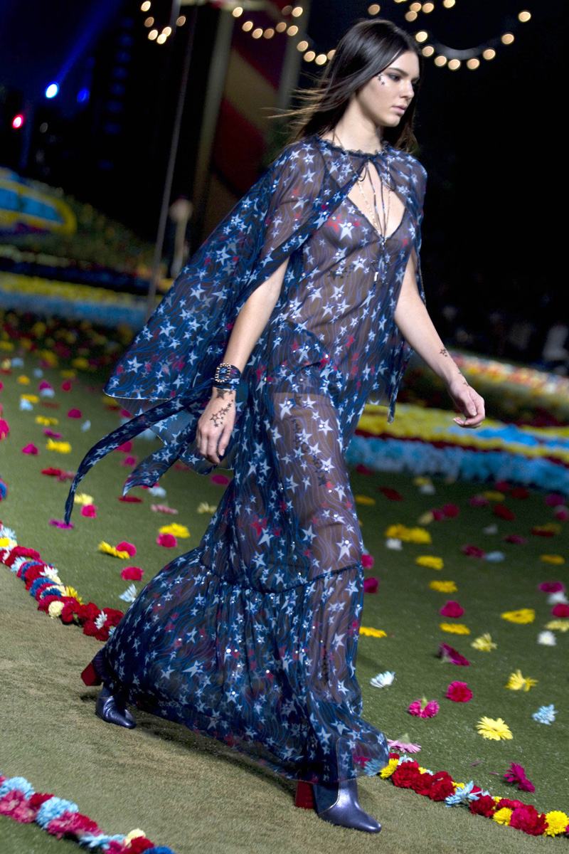 Kendall Jenner Braless and See Through on the Catwalk