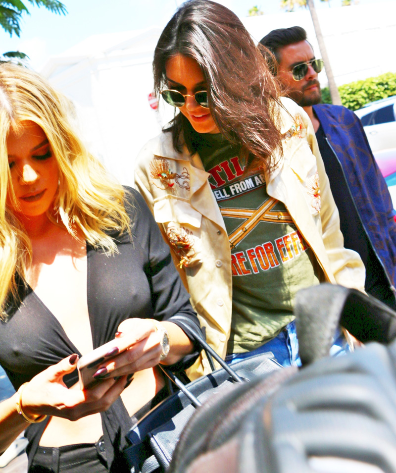 Khloe Kardashian Braless in See Through Shirt