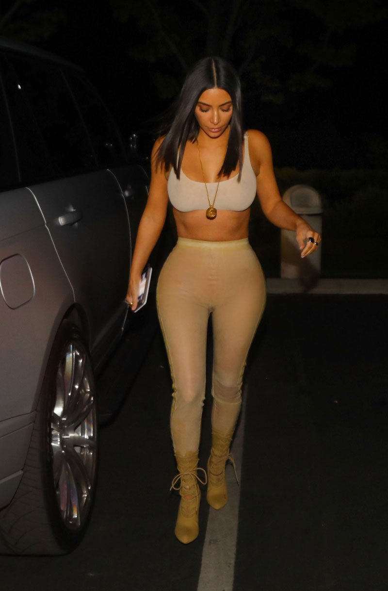 Kim Kardashian Slight Nipple See Through in Tight Top