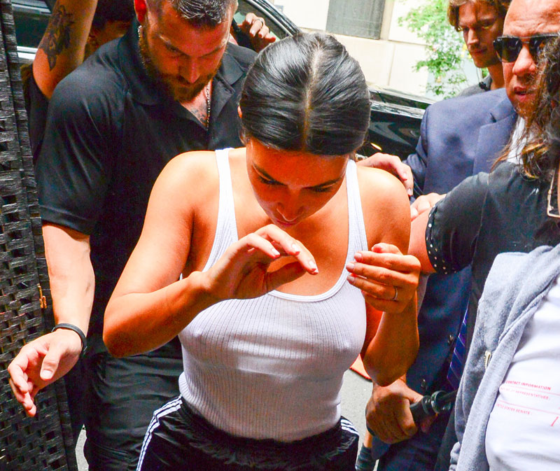 Kim Kardashian Nipples in White See Through Wifebeater