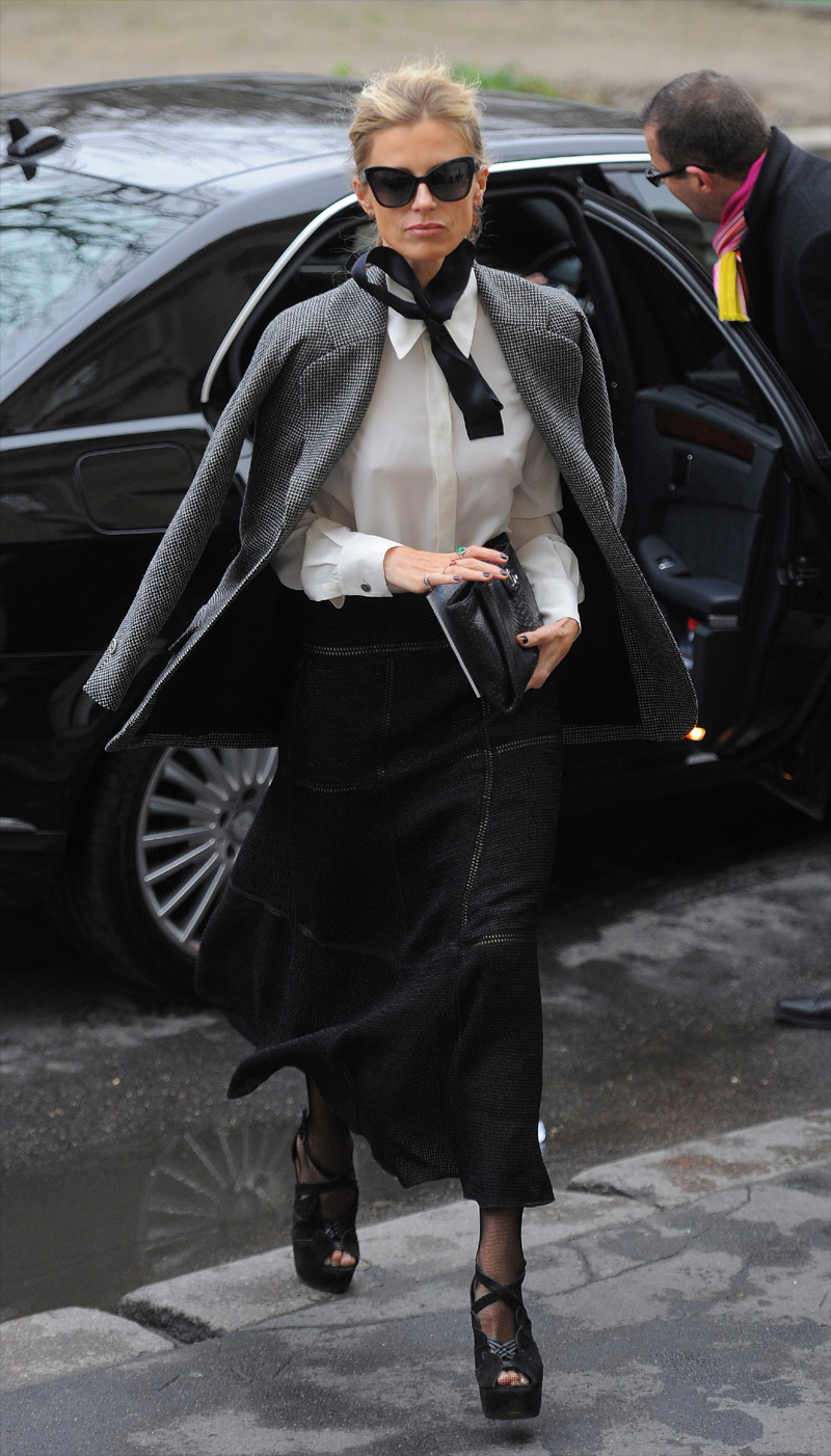 Laura Bailey’s Braless Pokies in her Silk Blouse