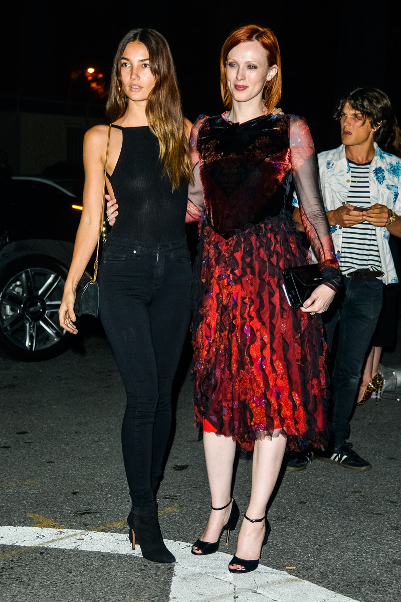 Lily Aldridge Braless in See Thru Black Tank Top