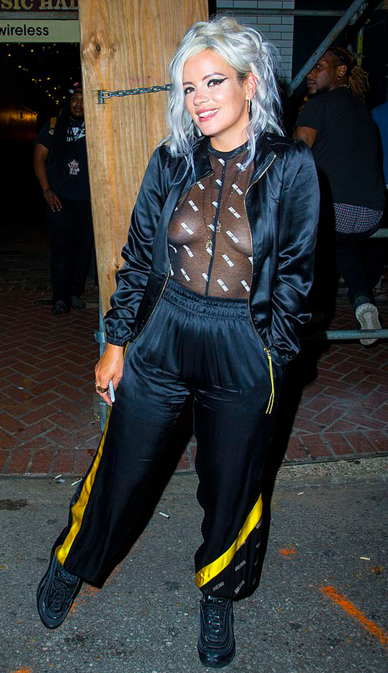 Lily Allen Goes Out Braless in Completely See Through Top