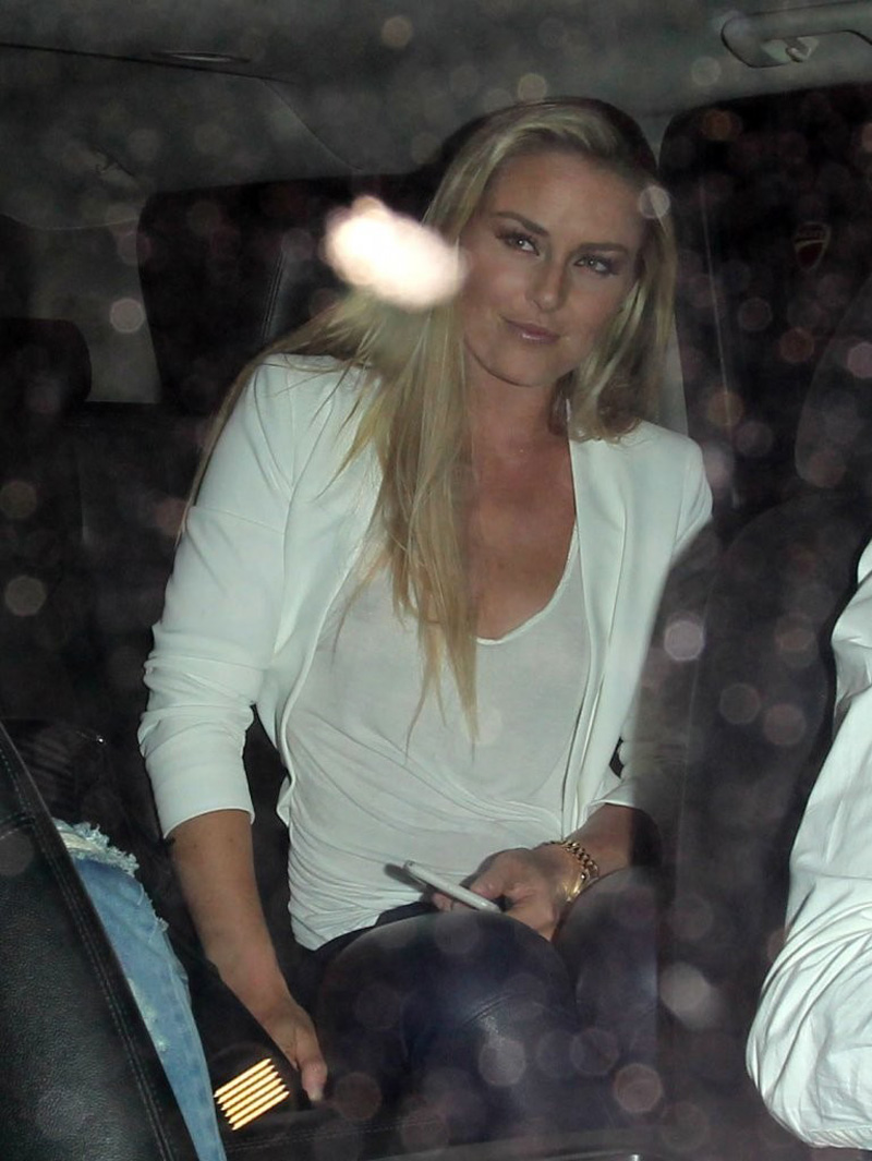Lindsey Vonn Braless in Slightly See Through Shirt