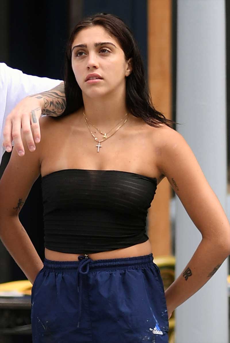 Lourdes Leon Braless in See Through Black Tube Top