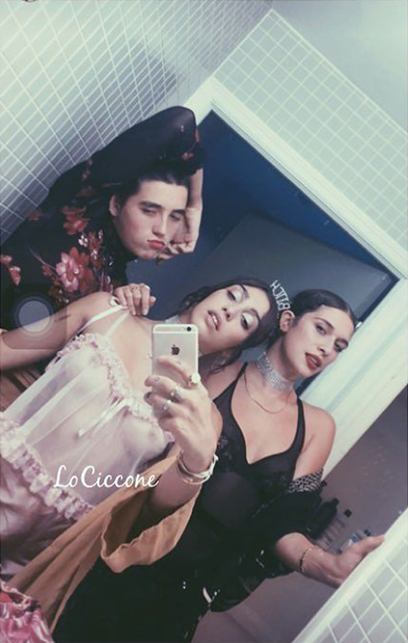 Lourdes Leon Braless in See Through Top with Friends