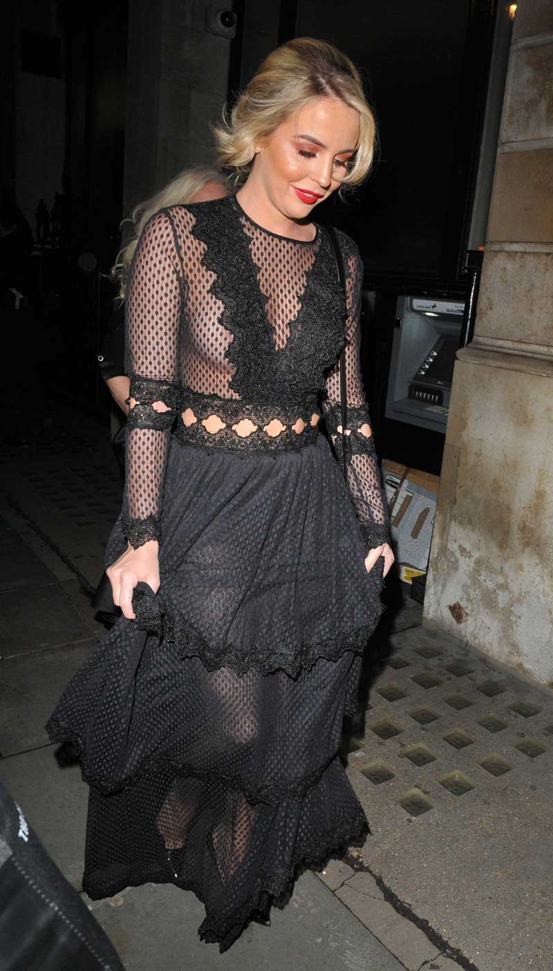 Lydia Bright Nip Slip in Black Lacey Dress