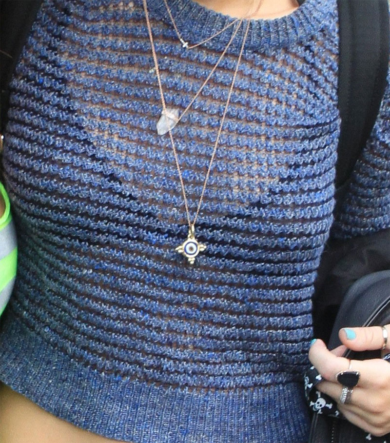 Miley Cyrus See-Thru Shirt With Midriff