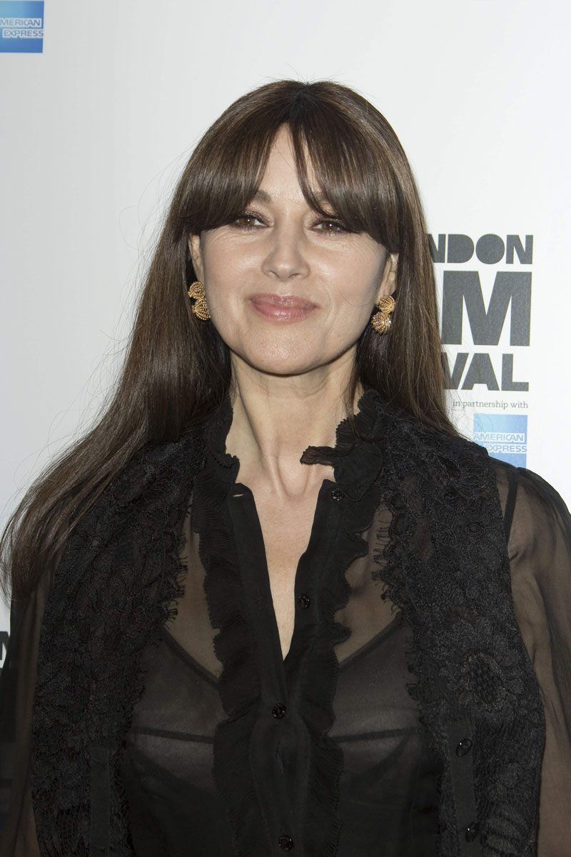 Monica Bellucci Nipple Peek in See Through Black Bra