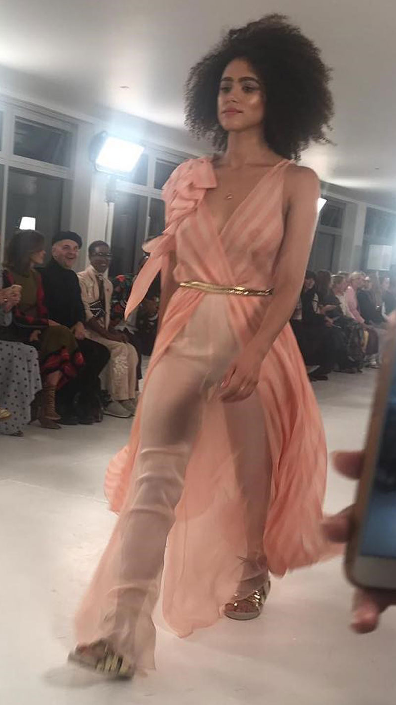 Natalie Emmanuel Nipples in See Through Blouse