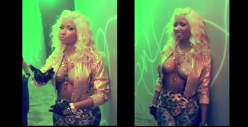 Nicki Minaj Let’s Her Boobs Out in New Music Video Stills