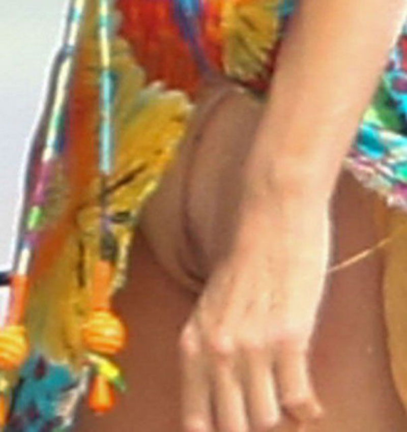 Paris Hilton Flesh Colored Bikini Upskirt