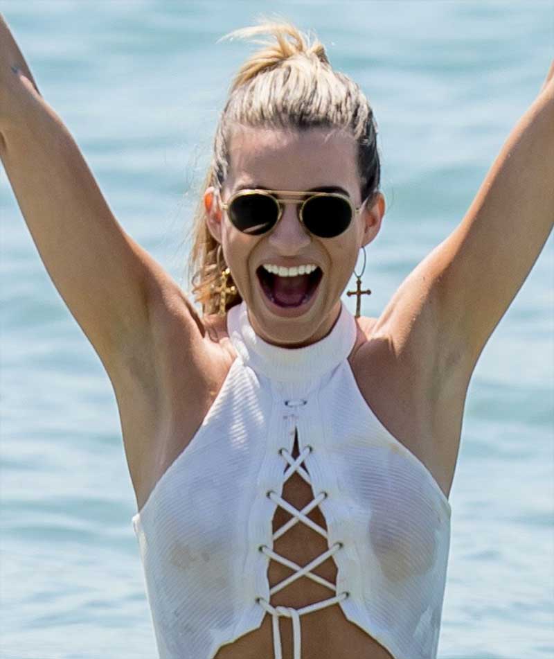 Rachel McCord Boobs in Wet White Bathing Suit