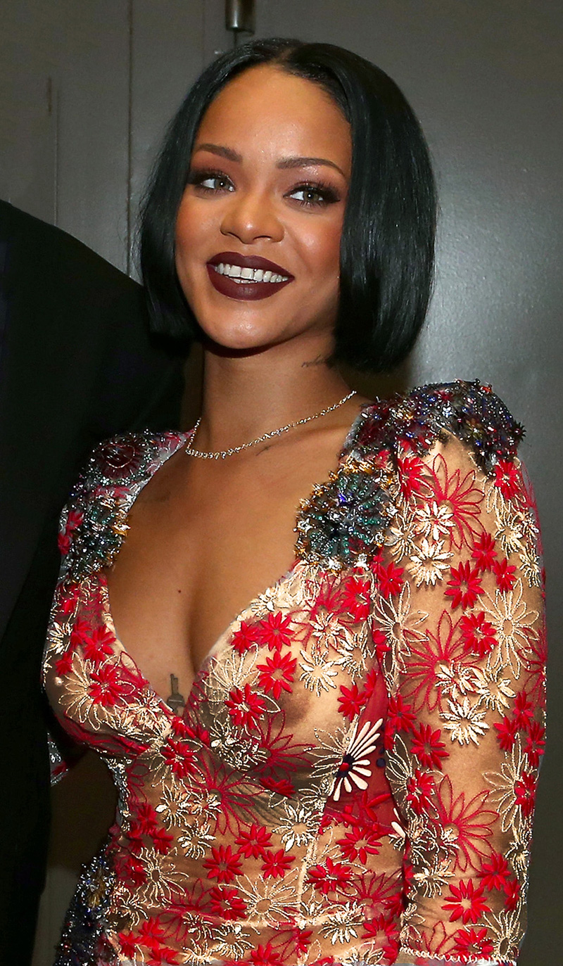 Rihanna Braless in Totally See Through Dress